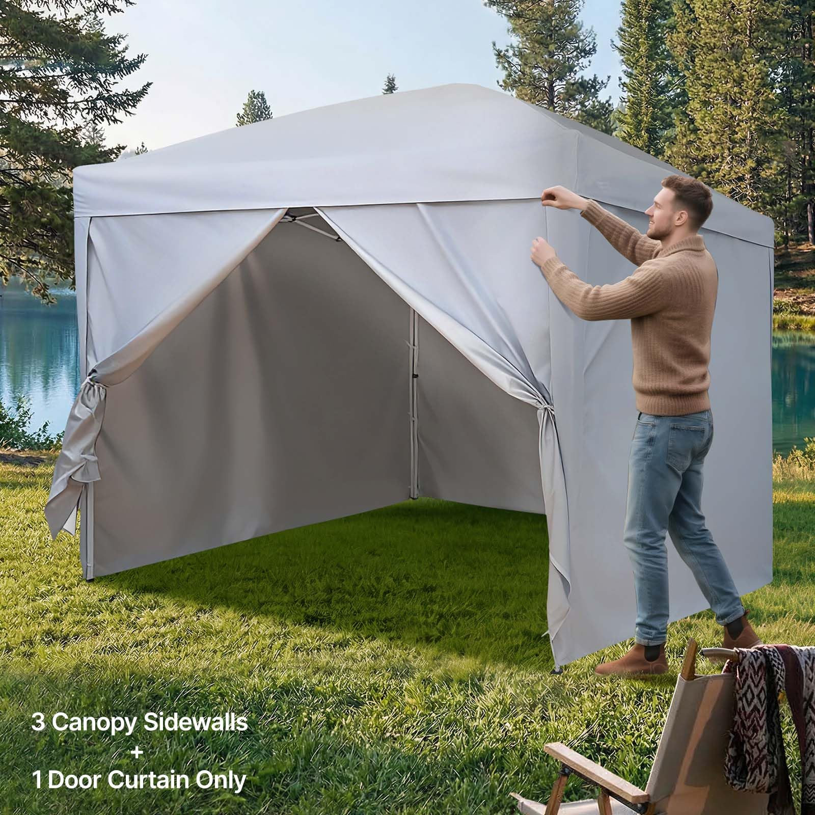VEVOR Paroi Latérale de Tonnelle 3x2 m Panneau Latéral de Tente Tonnelle Lot de 4 pour Événements d'Extérieur, Stands de Vendeur, Camping, avec Couche Imperméable, Coupe-Vent et Pare-Soleil, Blanc