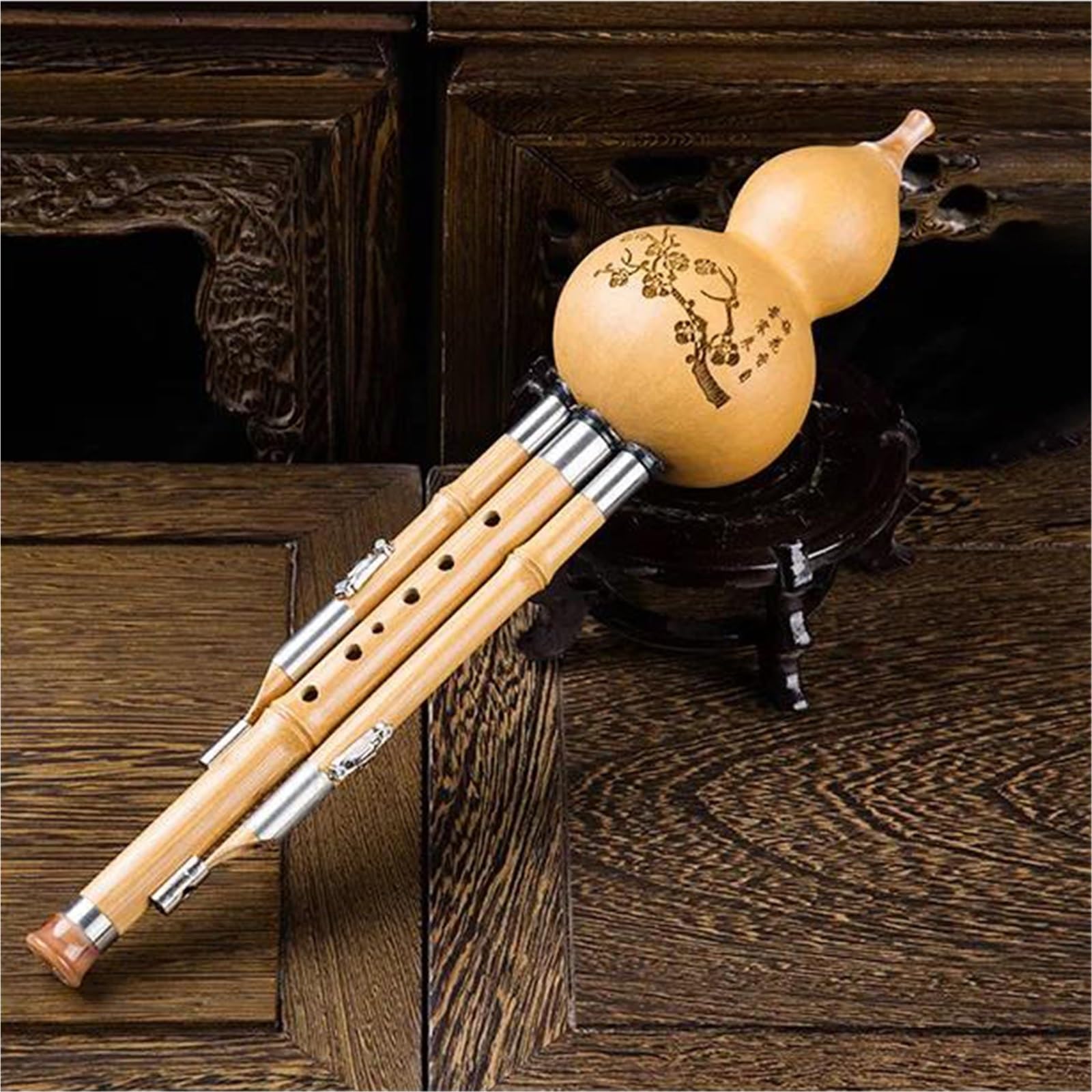Hulusi Pour Les Débutants Nanzhu Bambou Trois Tons Hulusi C Ton BB Ton Adulte Débutant Naturel Hulusi Flûte Instrument À Vent Avec Étui(D)