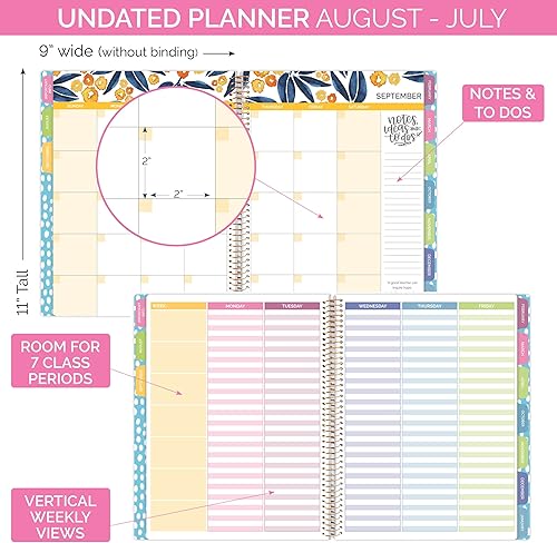 Miniatura 3 de bloom daily planners - Agenda y calendario de año académico sin fechas para maestros, organizador de plan de clases de 7 periodos con cubierta