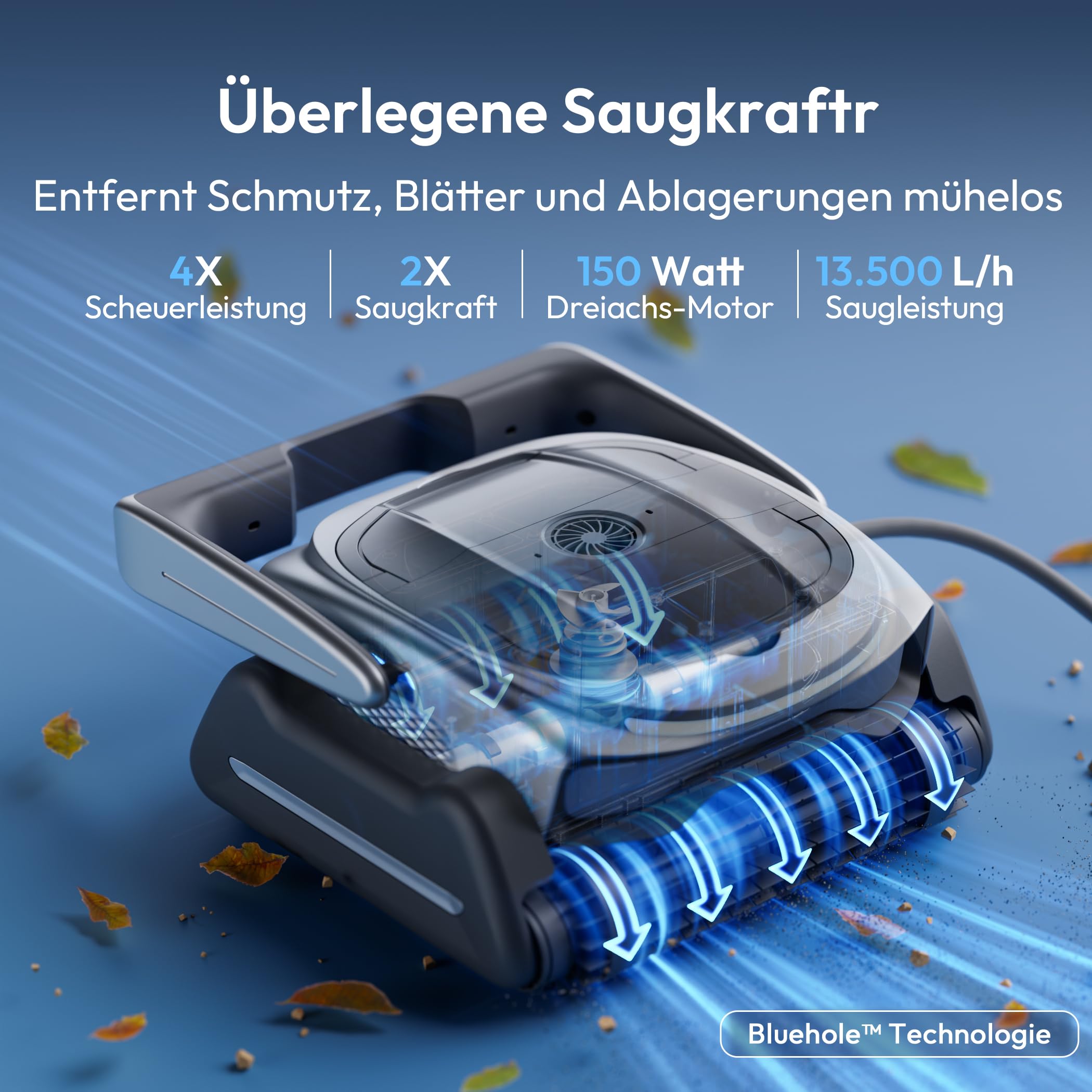 BUBLUE Bubot 800P generacja 2 robotów basenowych, podłoga i ściana, z inteligentną nawigacją, duża siła ssania, z planerem tygodniowym, sterowaniem za pomocą aplikacji, środek do czyszczenia basenów | Z planerem tygodniowym