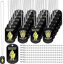 Wonderjune 30 Pack Put on The Whole Armor Dog Tag Necklaces Acrylic Military Knight Pendant Necklace for Men Women Christian Party Favors Bible Gifts 30 Pcs of of God Dog Tags 30 Pcs Beaded Chains