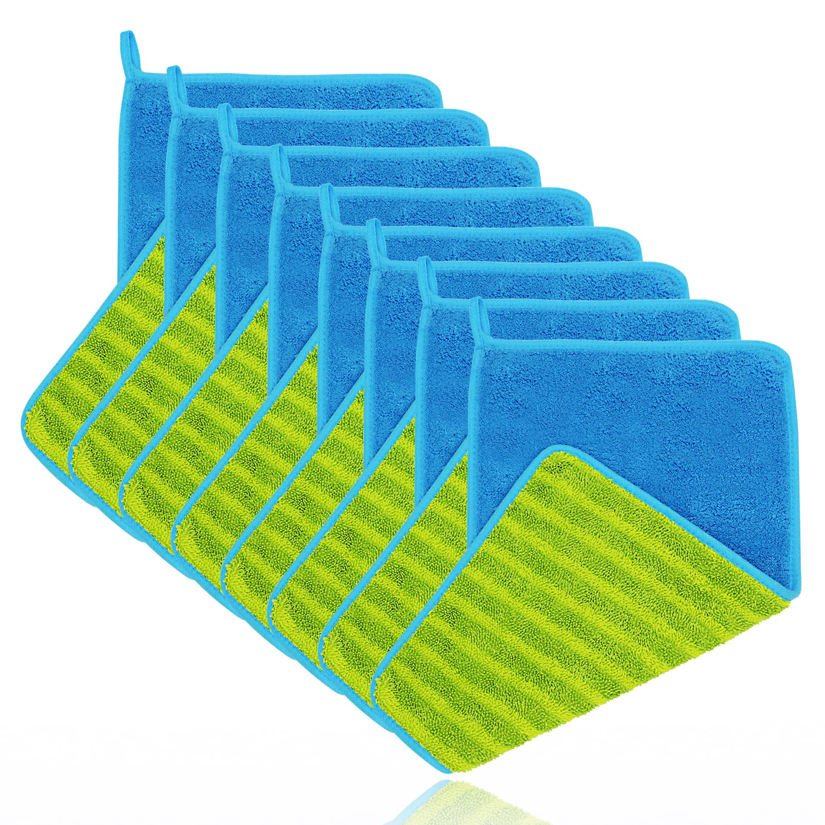 8 Pezzi Panno Microfibra Aggiornamento Mop Panni Compatibile con MR. SIGA Professionale Microfibra Mop,bagnato e asciutto con 1 spazzola di rimozione dello sporco