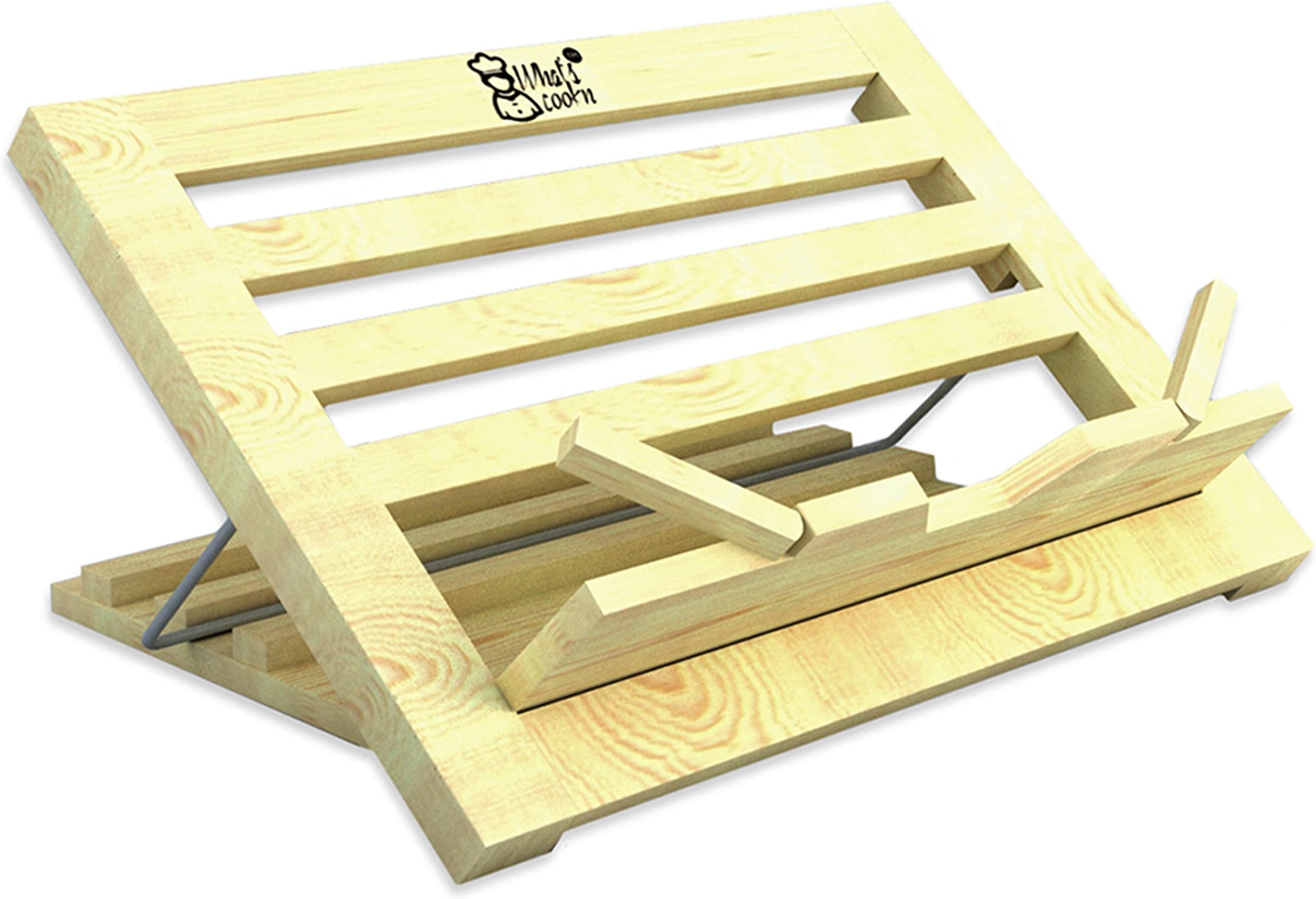 Book Stand | Recipe Holder Large Wood | 3 Position Adjustable Height and Portable | Cook Book, Textbooks, Music, Art | Works For Reading In Bed | Wooden TableTop Tablet Lap Pad