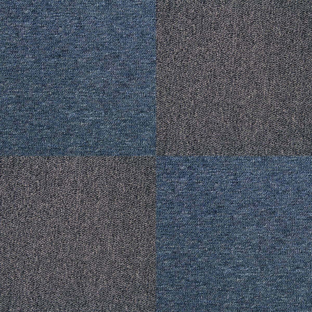 Monster Shop Charcoal Black And Storm Blue Carpet Tiles 40 X Charcoal Black & Storm Blue 10 Metres Squared Heavy-Duty Commercial Hard-Wearing Domestic Flooring Premium Office Home 50Cm X 50Cm Monstershop