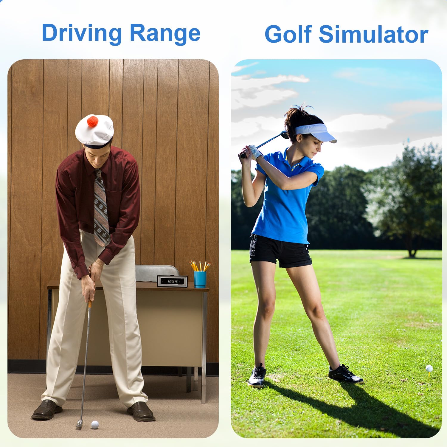 8pz Tee da Golf in Gomma, Tee da Golf a Forma di T Bianca per Campo Pratica Accessori per Allenamento Indoor e Outdoor Tappetini Allenamento e Simulatori di Golfs (Misure US, 8 Misure)