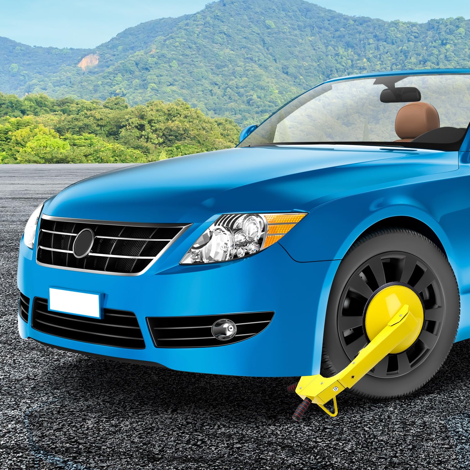 QWORK® Antivol Voiture Bloque de Roue pour Caravane Remorque, Éviter les Démontages Violents