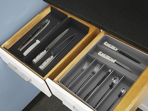 Miniatura 7 de Simple Houseware Organizador de cubiertos para cajones de cocina, negrogris