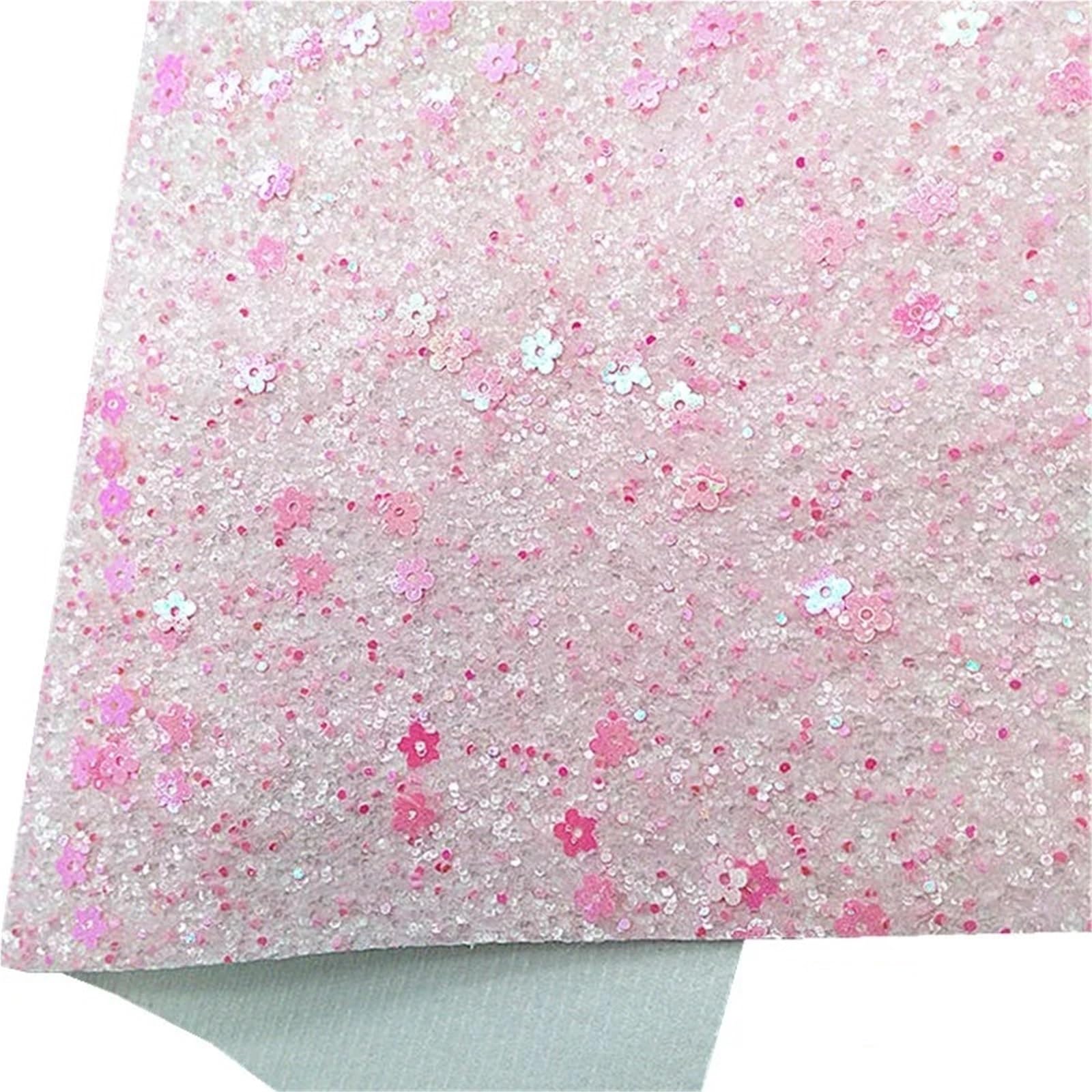 Tela de vinilo con purpurina rosa para diseñar lazos de pelo infantiles y pendientes