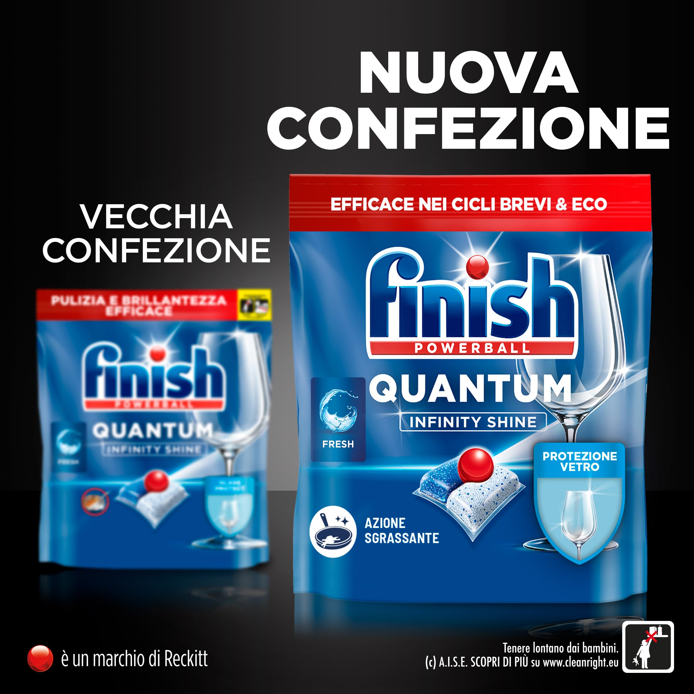 Finish Quantum Infinity Shine Pastiglie Lavastoviglie, 166 Capsule Lavastoviglie, Detergenti per Lavastoviglie