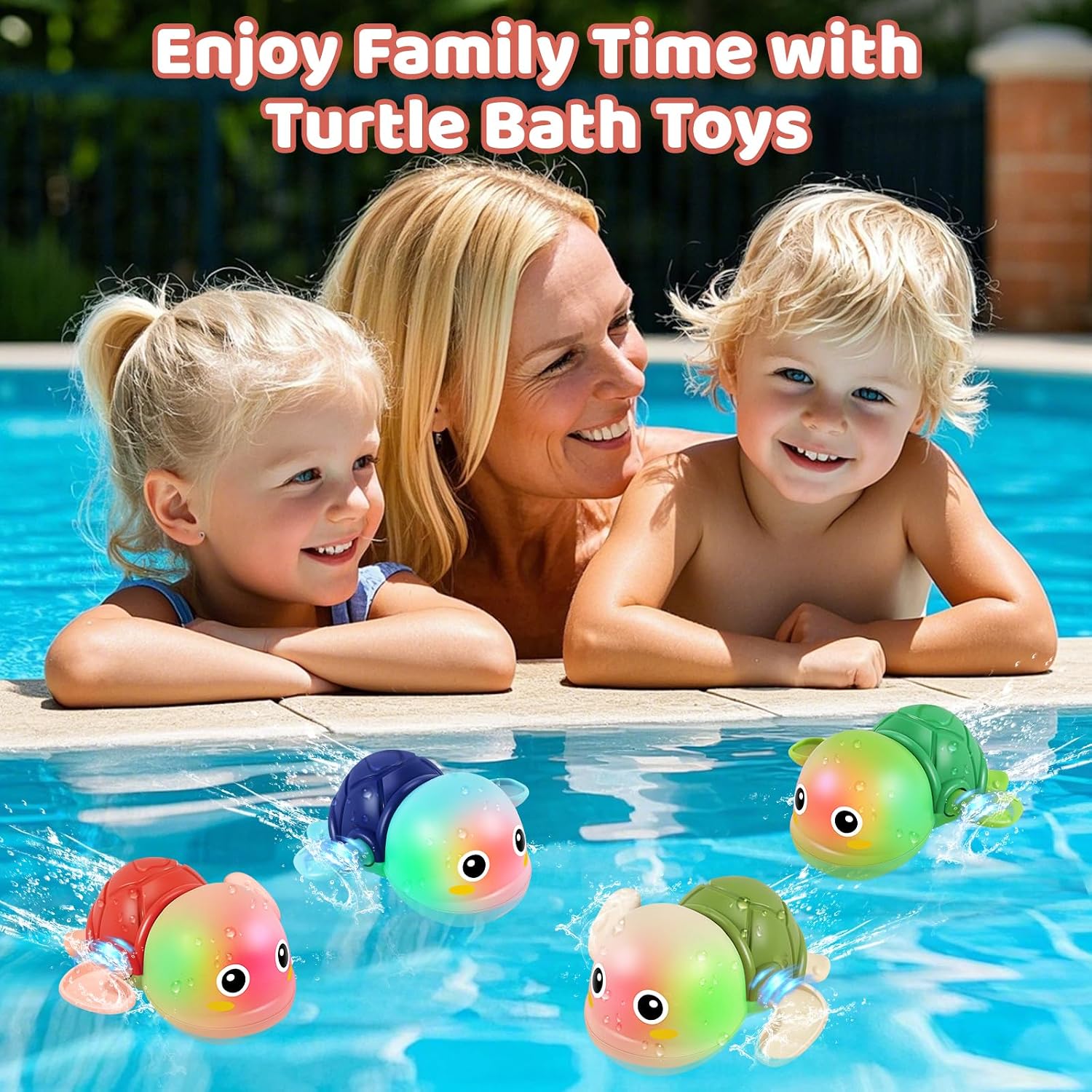 Electric Swimming Turtle Bath Toys, Automatic Swimming with Colorful Lights image 4