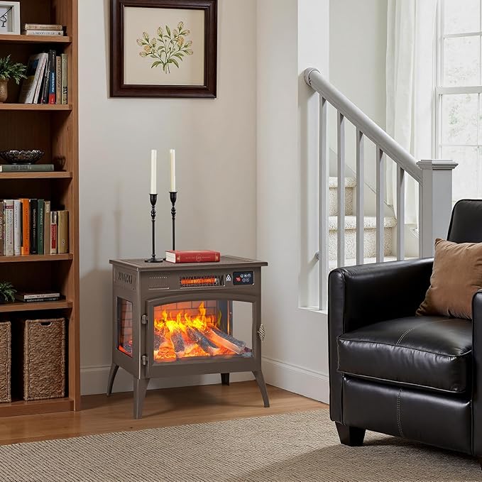 Chimenea Eléctrica Freestanding 24" con Efecto Llama 3D y 6 Colores, 1500W miniatura 2