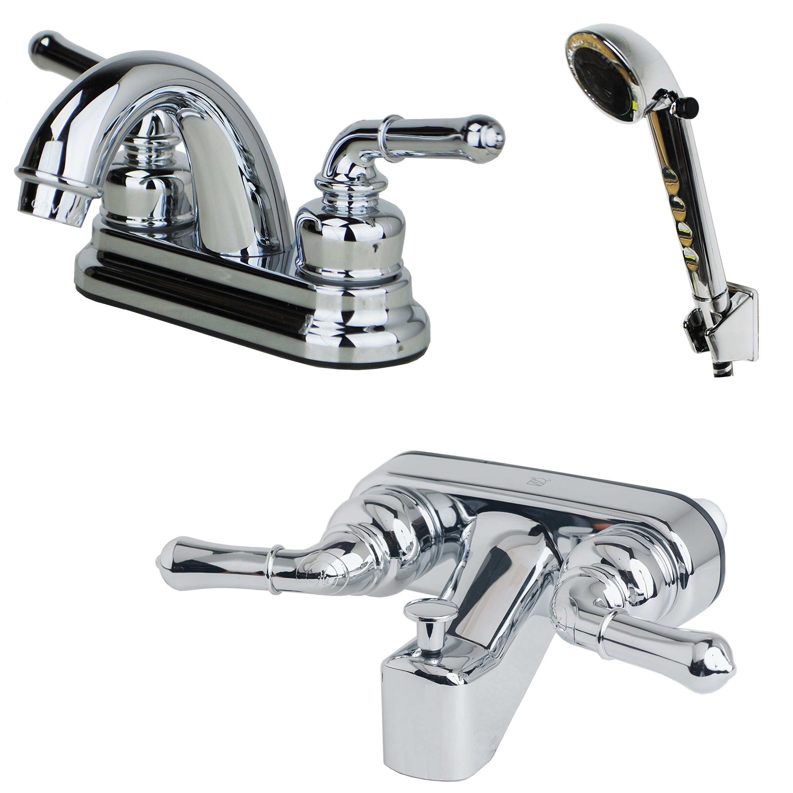 Laguna Brass2001/3210/4120 RV Bathroom and Tub Shower Faucet with Matching Hand Shower Combo Chrome Finish