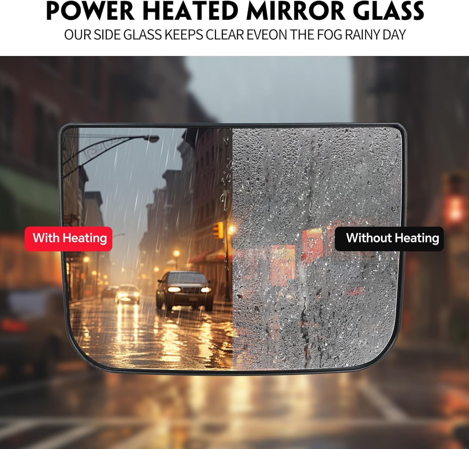 Lower Convex Mirror Glass with Back Plate, Rapid Defrost Heated Small Glass, Wide Angle, High Reflective, for 2008-2017 Freightliner Cascadia, Replaces TL-28717A (Driver/Passenger Side)