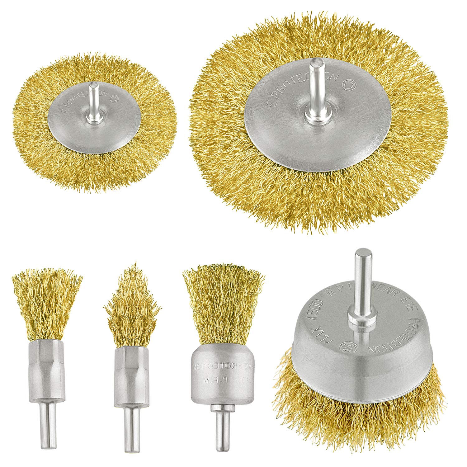 TUPARKA 12Pcs Wire Brushes Drill Bit Set, Brass Coated Wire Brush Wheel