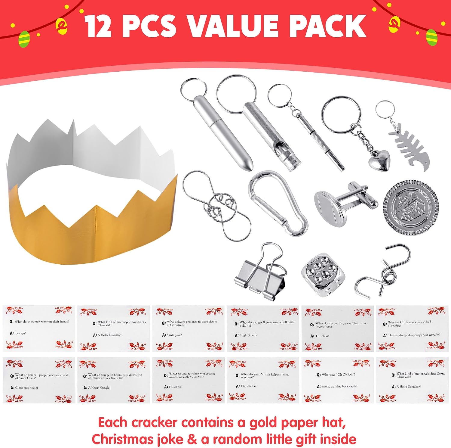JOYIN 12 Pack Christmas Party Favors with Silver Snowflake Design, No-Snap Party Table Favors with Holiday Party Supplies for Kids and Adults, Christmas Parties, Dinners and Holidays image 2
