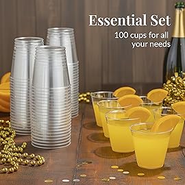 Prestee Pack of 400 Small Clear Plastic Cups - 5oz Disposable Cocktail Glasses - Stackable Plastic Party Tumblers for Serving Wine, Champagne, Punch, Soda, or Snacks