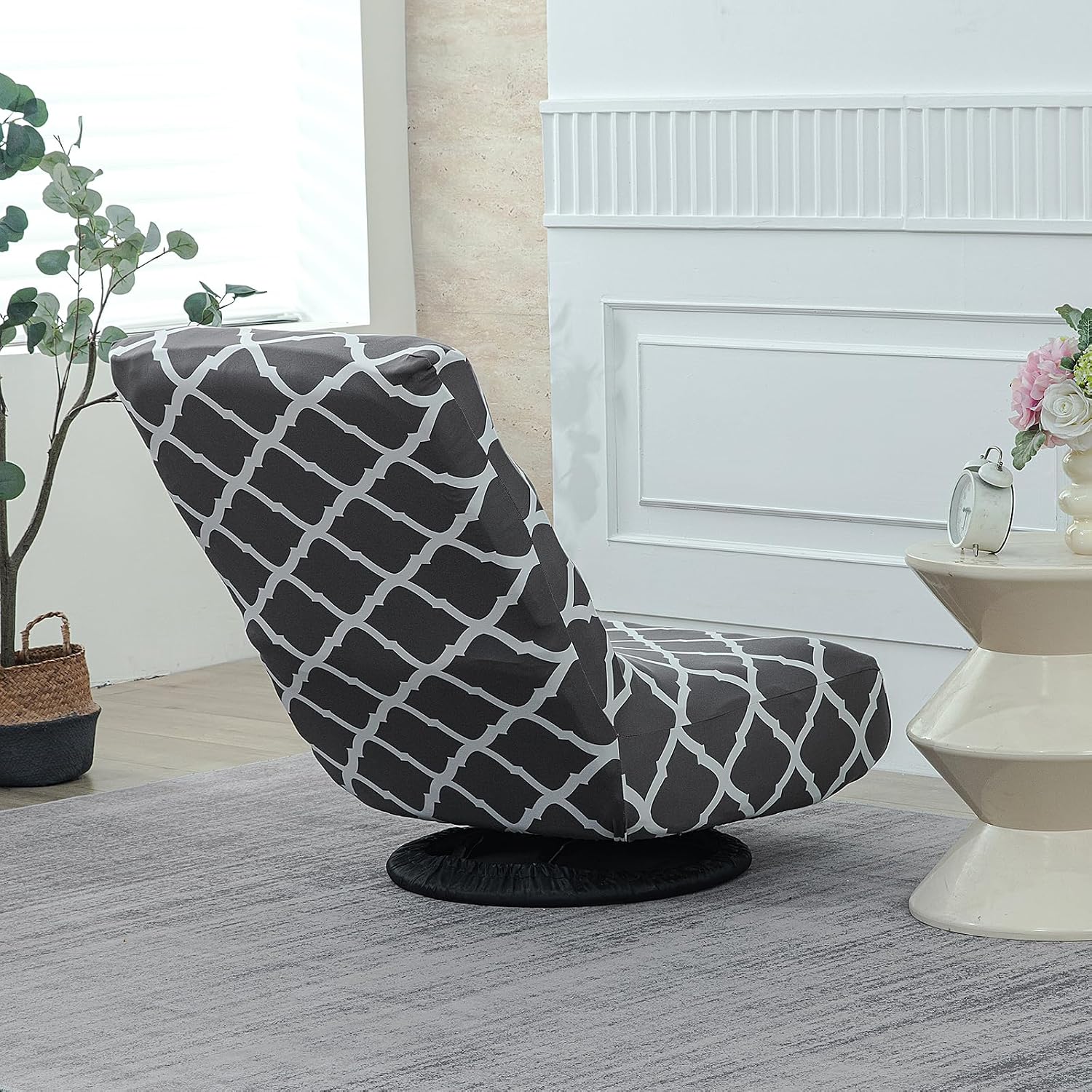 Stretch Swivel Floor Gaming Chair Slipcover - Printed Reclining Folding Protective Lounge Rocker Seat Cover,1 Pack,16