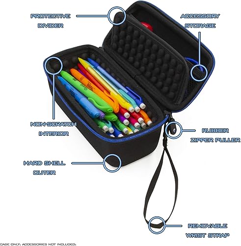 Miniatura 4 de CASEMATIX Estuche para lápices y estuche protector para lápices con correa de muñeca extraíble, bolsa grande para más de 50 bolígrafos, lápices y