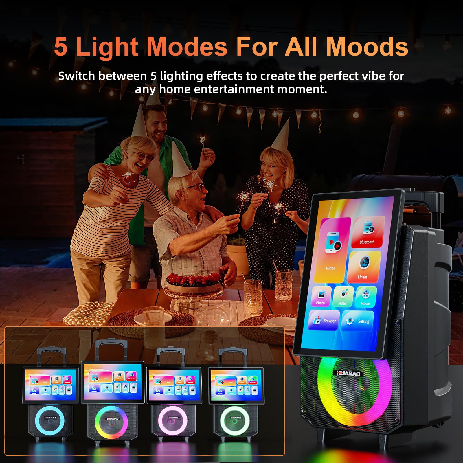 Macchina Karaoke del carrello con lo schermo, mirroring senza fili dello schermo per il sistema iOS & Android