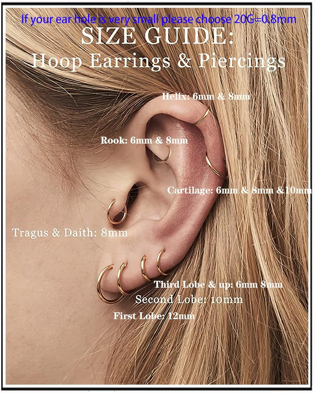 Unisex Dainty Tiny 18k Real Gold Plating Cartilage Huggie Hoop Earrings, 16G Surgical Steel Small Endless Hinged Hoops Earring for Earlobe Cartilage Helix Rook Daith Conch Nose Lip Body Piercing Jewelry - Image 2