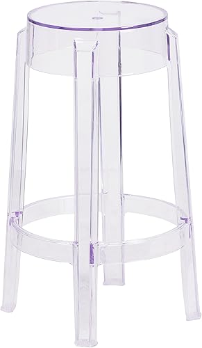 Flash Furniture Taburete Laney de altura de mostrador transparente de 25.75 pulgadas