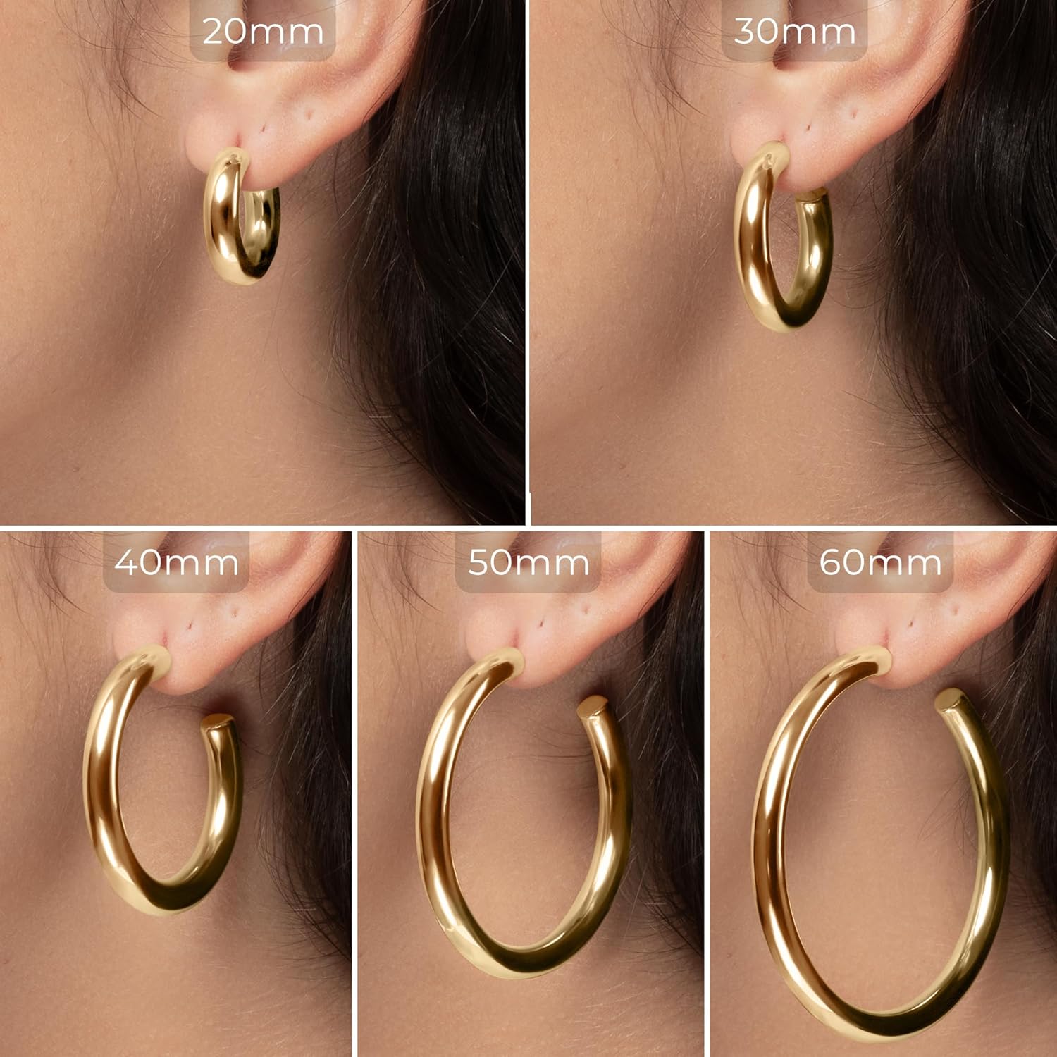 14K Gold-Plated, Lightweight, Open Hoop Earrings For Women - Image 6