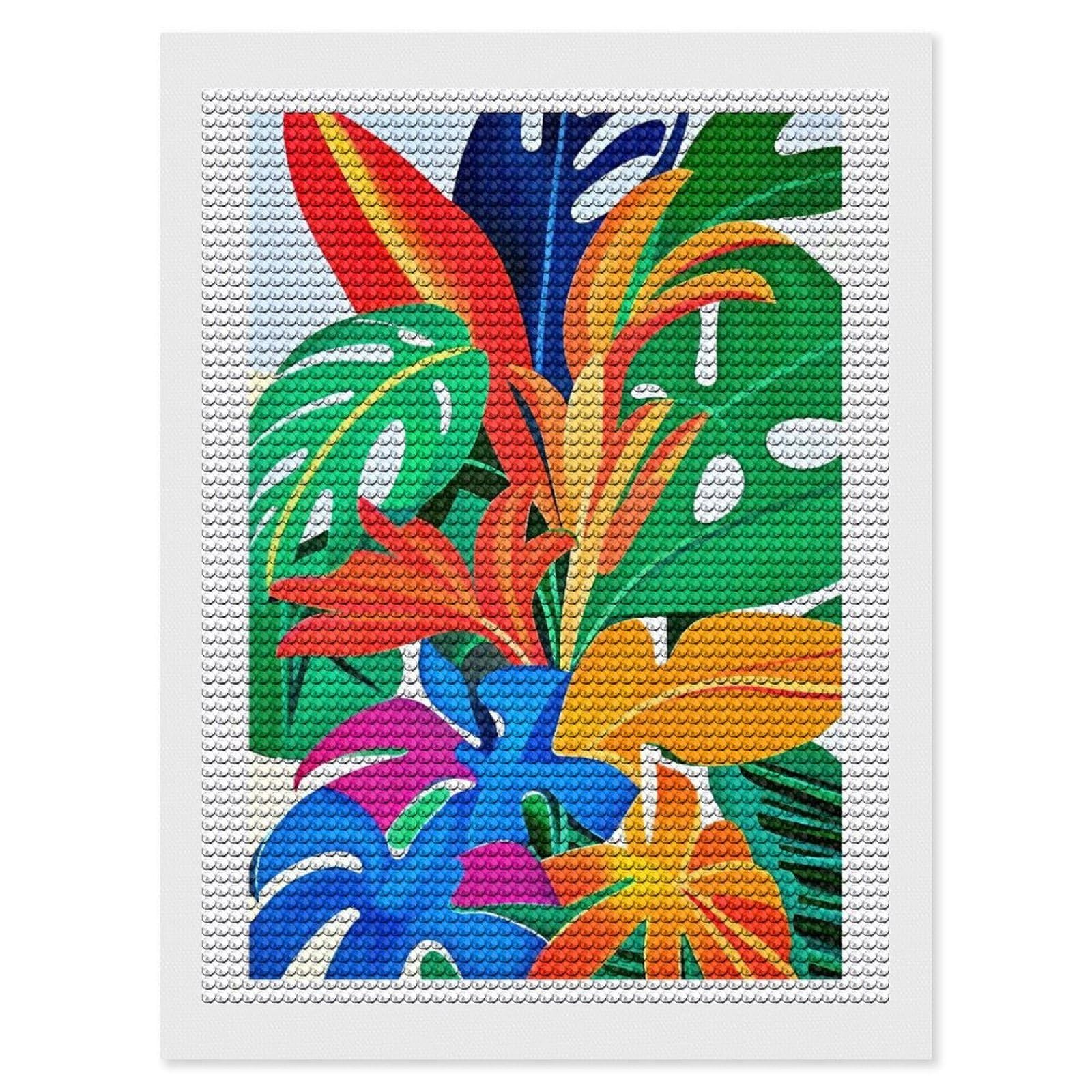 Junmoney Wild Jungle Nature DIY Diamond Art Canvas Kit 12"x16", Winter Craft, Mindful Craft Project, Aesthetic Room Decor, Decor Project