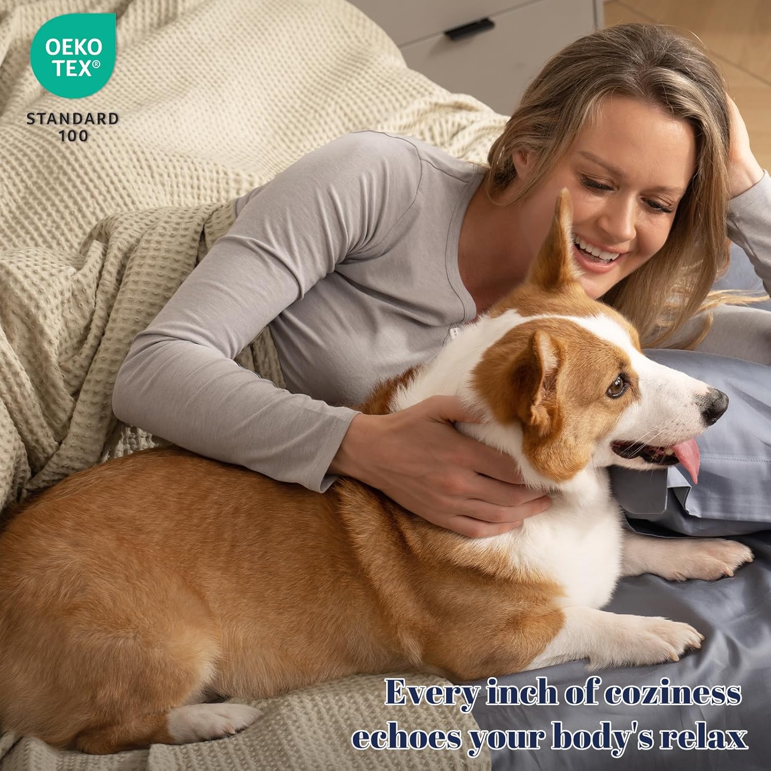 PHF 100% Cotton Waffle Weave Blanket Twin Size for Bed,Snag Proof Lightweight Breathable Throw for Couch,Great for Layering in Cold Weather,Machine Washable,Home Decor Gift-Khaki/Simply Taupe - Image 3