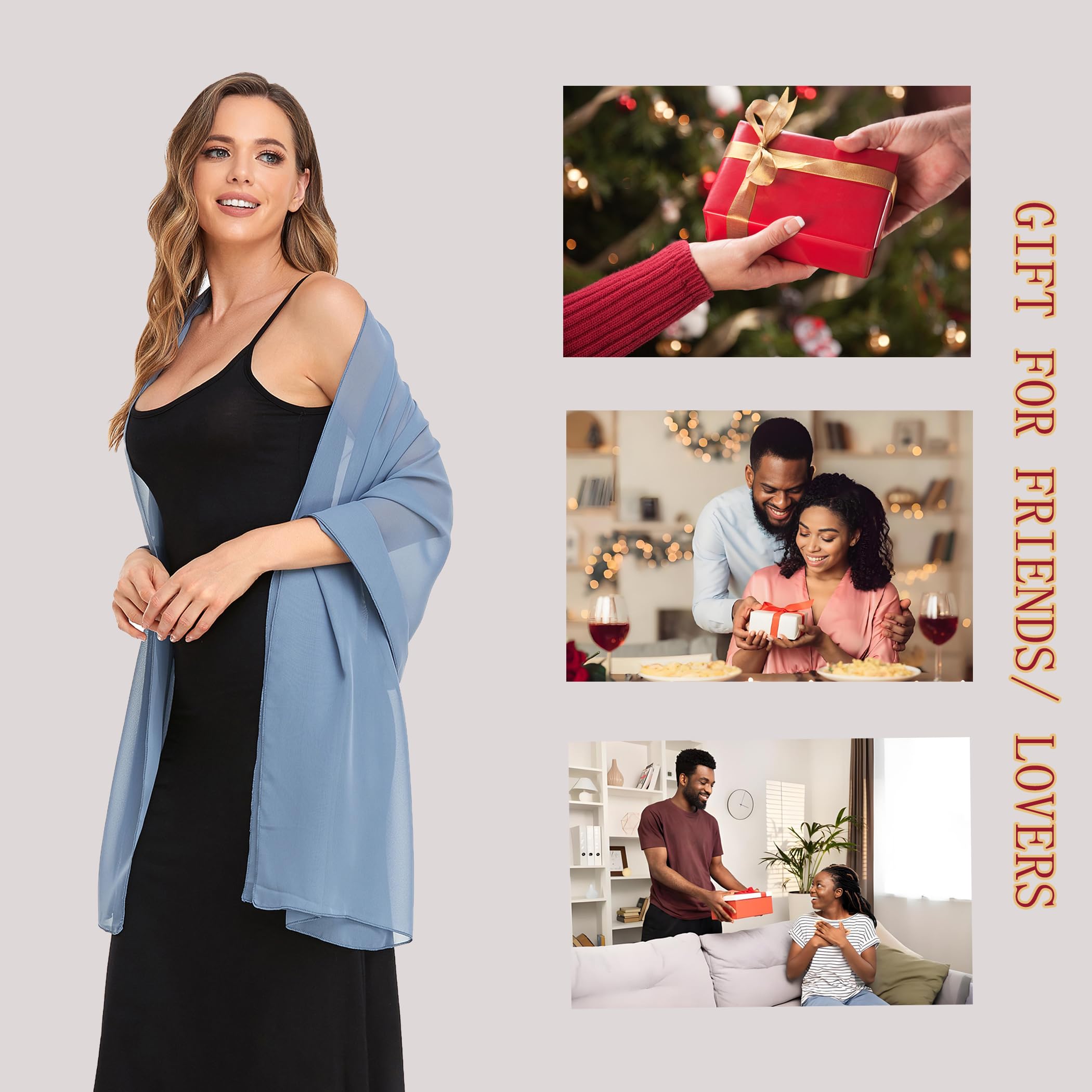 Soft Chiffon Scarves Shawls and Wraps for Women Silky Pashmina Scarf for Wedding Bridal
