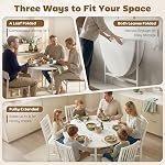 HOMCOM Folding Dining Table, Drop Leaf Table for Small Spaces, Kitchen Table with Steel Frame 120 cm, White