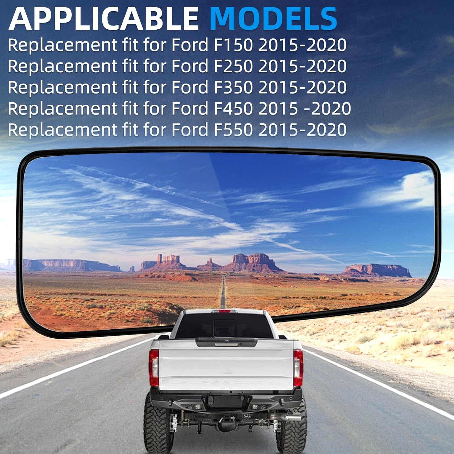 Passenger Side Mirror Replacement for Ford F150 2015-2020, F250 F350 F450 F550 2017-2020 - Lower Tow Mirror Glass, Right Towing Mirrors Glass with Power Heated