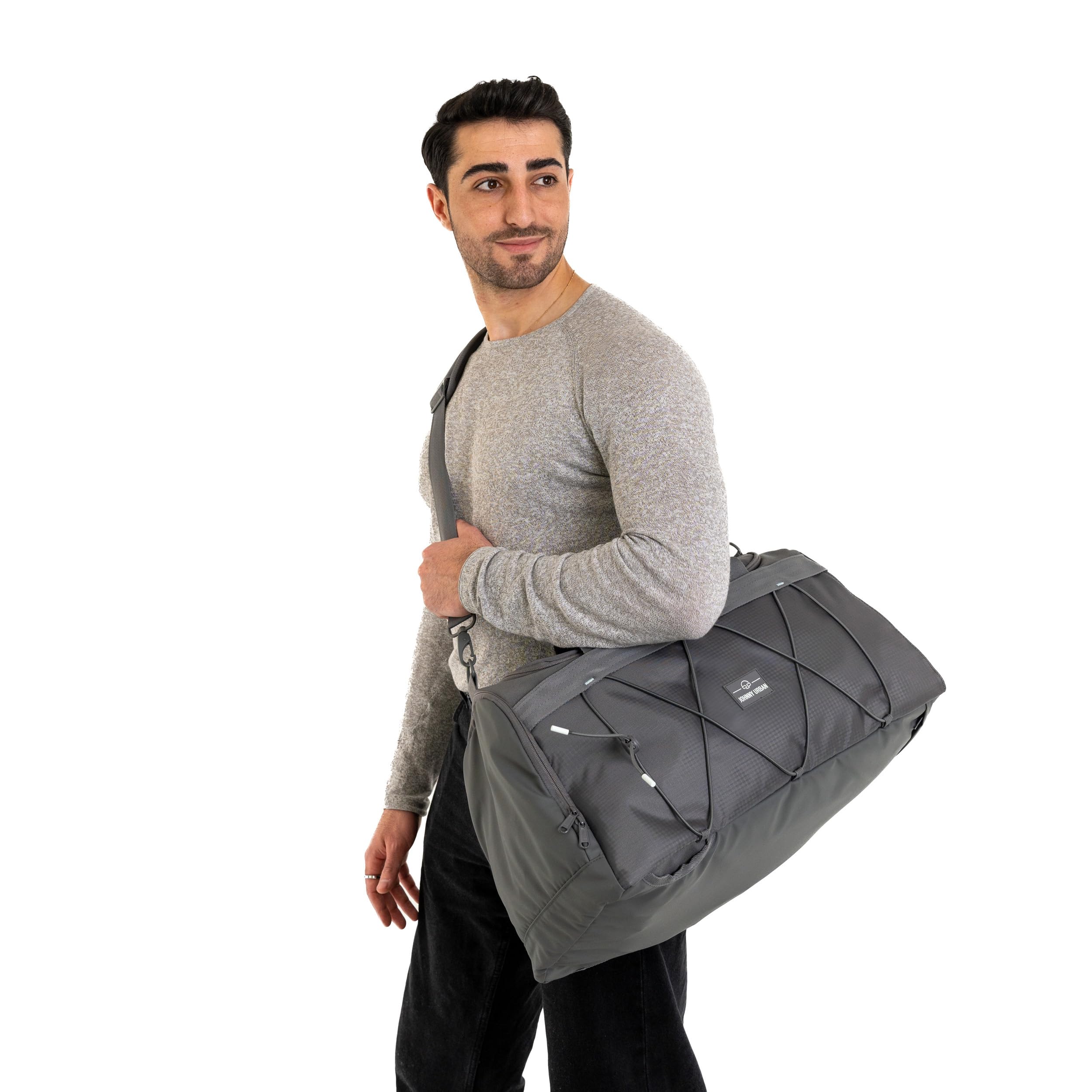 Johnny Urban Torba podróżna i sportowa dla mężczyzn i kobiet, Shawn, torba sportowa 2 w 1, z przegródką na buty i plecakiem, torba na sport, weekend, podróże, trening, ciemnoszary, Jeden rozmiar,