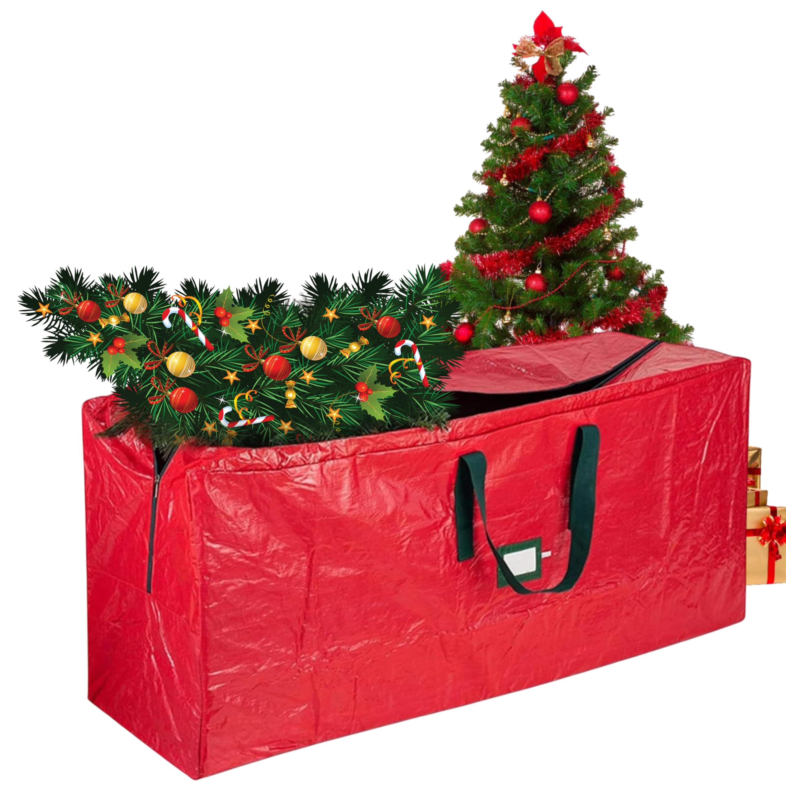 BritVibe Christmas Tree Storage Bag - Extra Large Heavy Duty Xmas Tree Bag for Up to 7.5ft Tall Artificial Christmas Tree - Waterproof & Dustproof Storage Bags with Durable Zippers, Handles (Red)