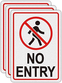 No Entry Sign, 3 Pack 7×10 Inch Reflective Waterproof Adhesive Sticker, Premium Self Adhesive Night Visible Durable Vinyl, Scratch & Fade Resistant Indoor & Outdoor