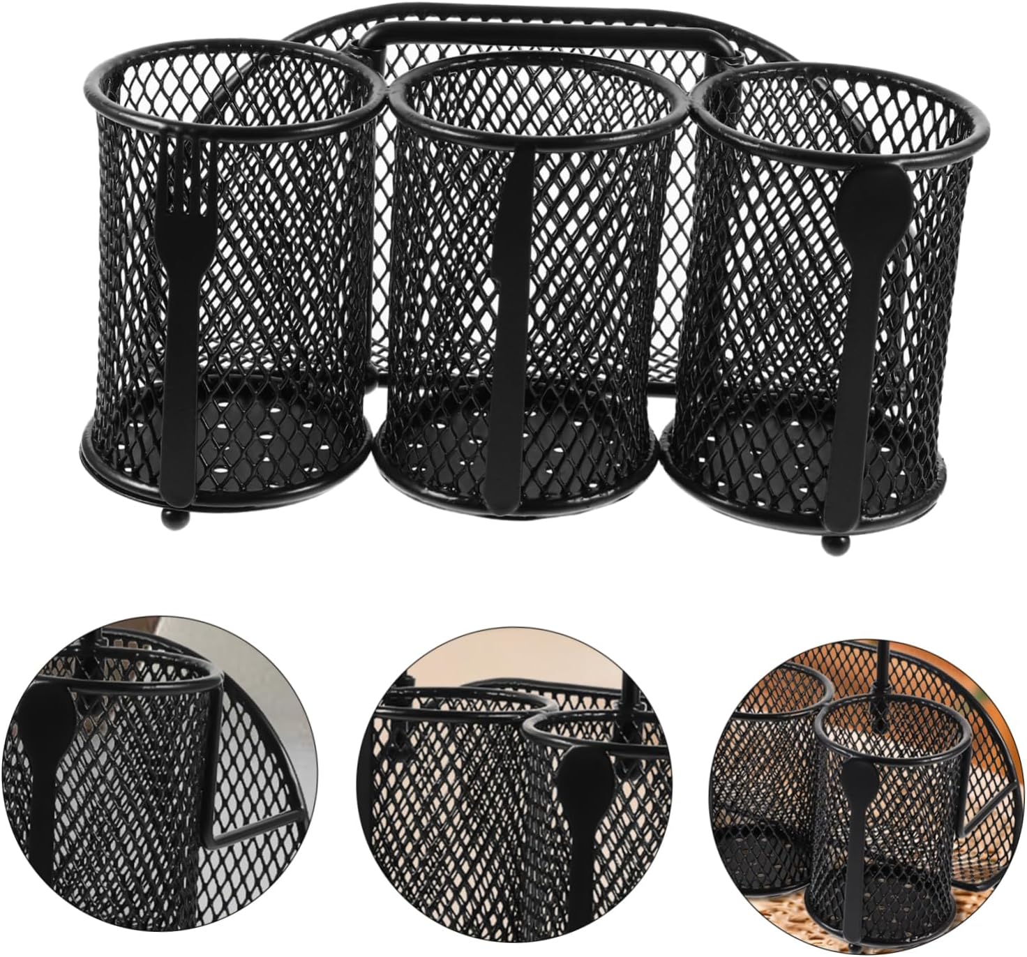 Small Utensil Holder Kitchen Organization Rack Silverware Storage Multi-grid Cutlery Holder Iron Spoon Rack