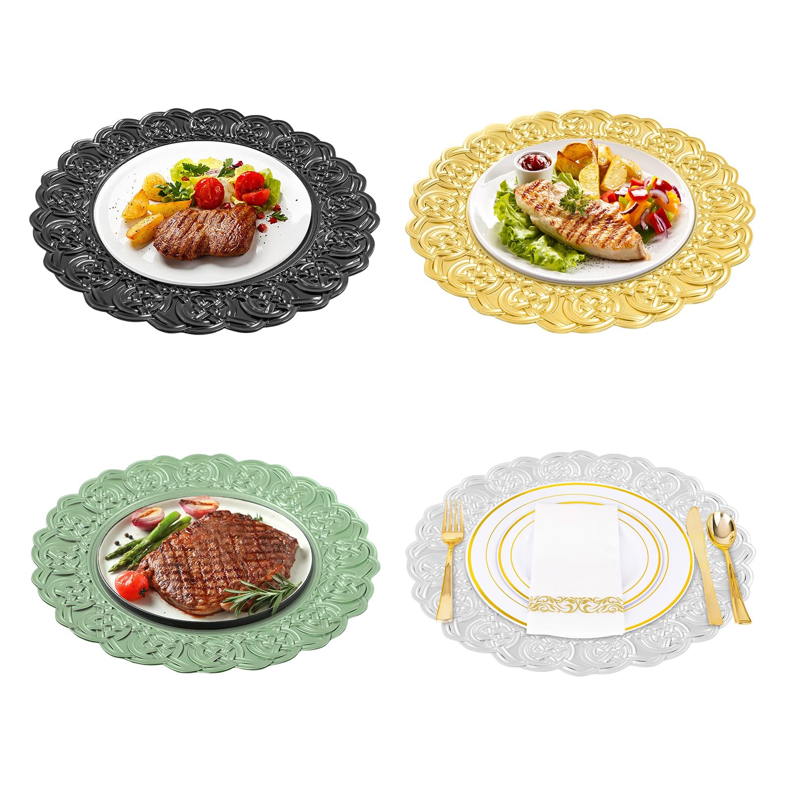 FONSOLUM 100PCS Round Charger Plates Set, 13