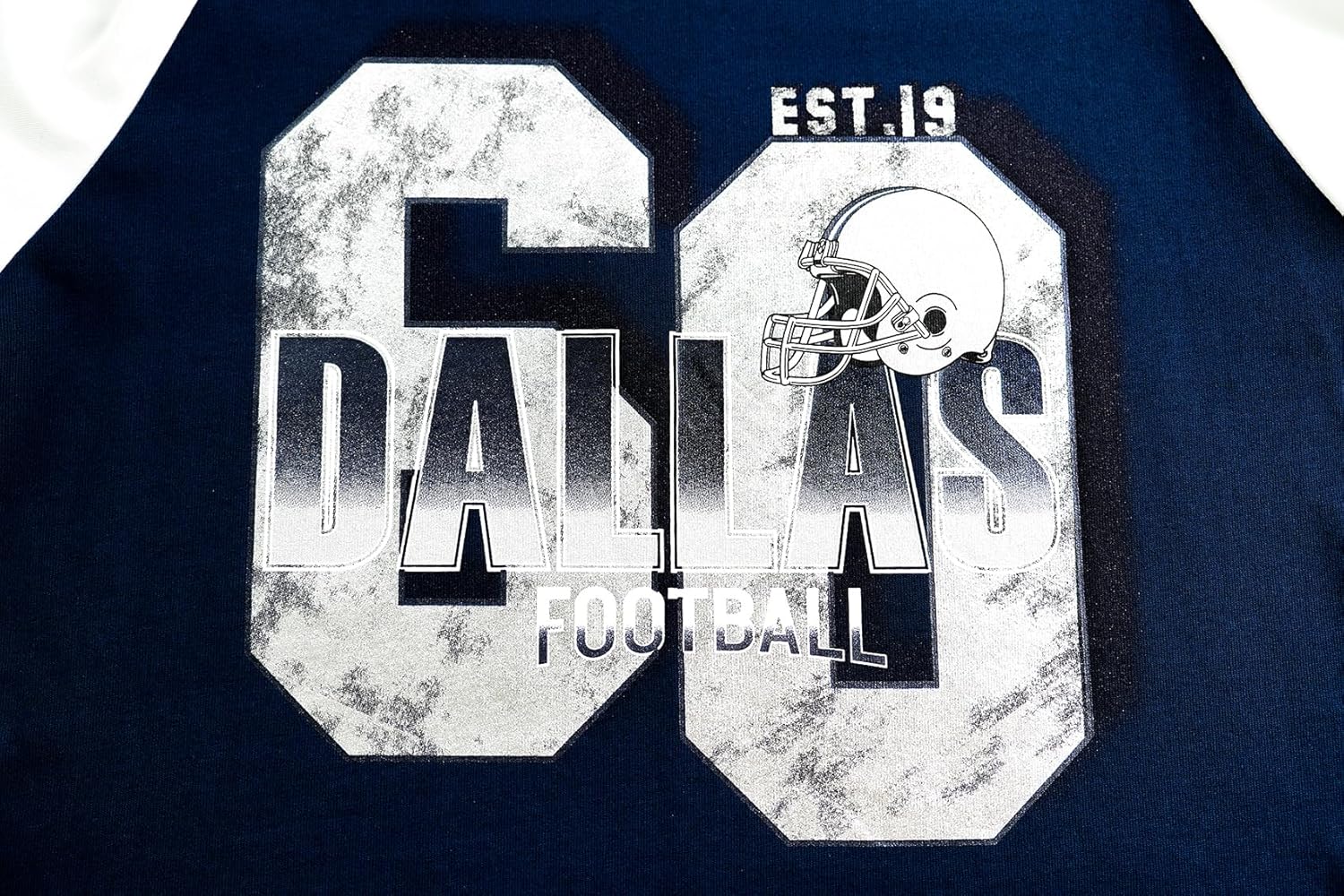 Mens Football Fans Athletic City Raglan T-Shirts - White & Navy - Image 5