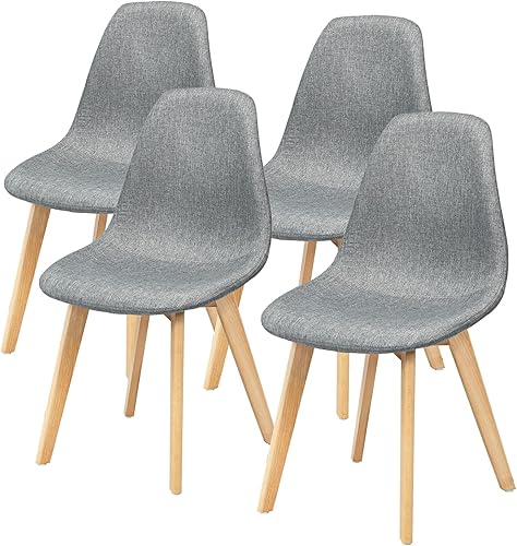 giantex - juego de 4 Sillas de comedor con patas de madera diseño moderno