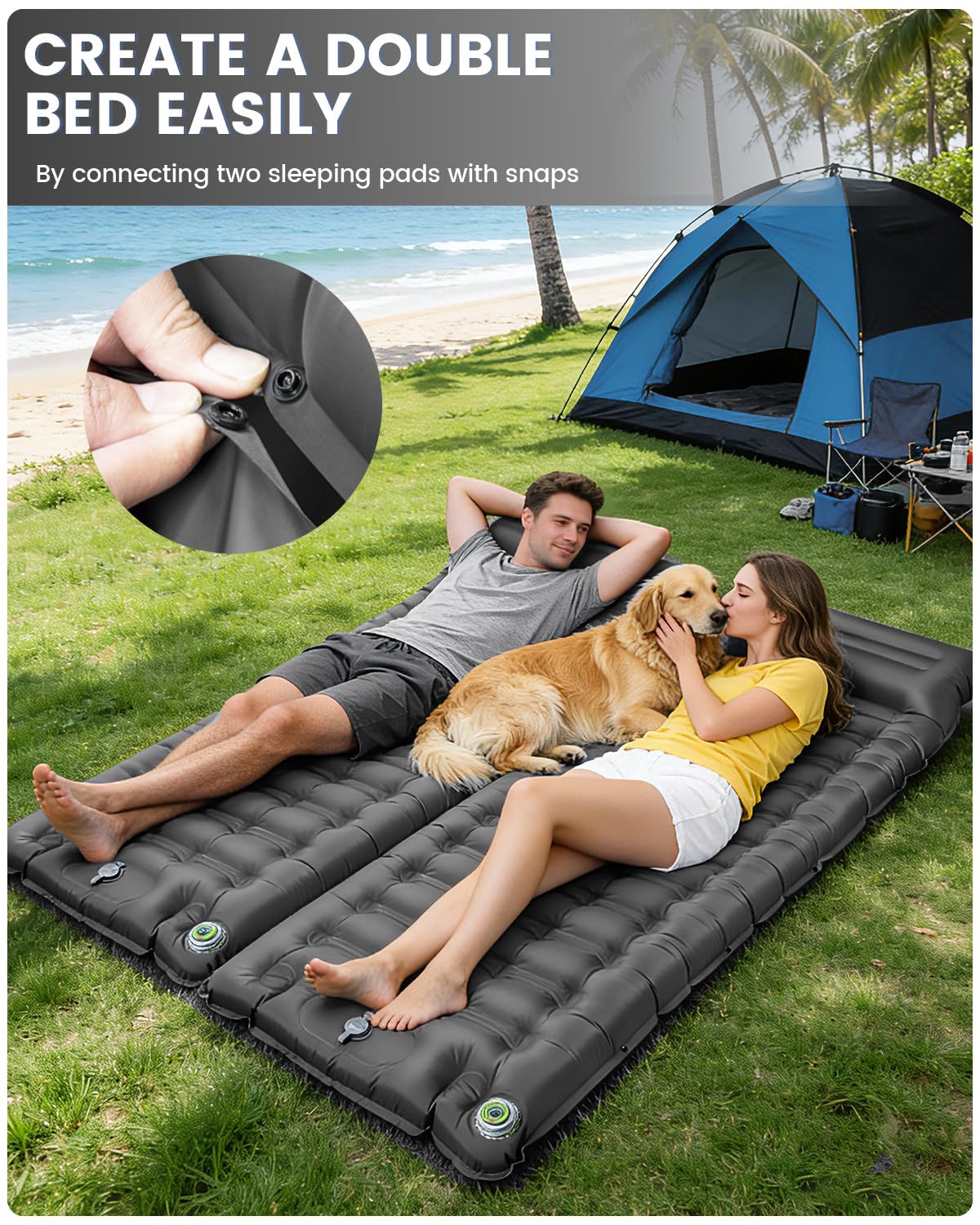 WARMTUYO Isomatte, Luftmatratze Camping mit Elektrisch Pumpe, 12CM Dicke Matratze Outdoor Aufblasbar, Schlafmatte Ultraleicht, Fuer Zelt, Strand, Reise, Trekking, Bikepacking, Wandern