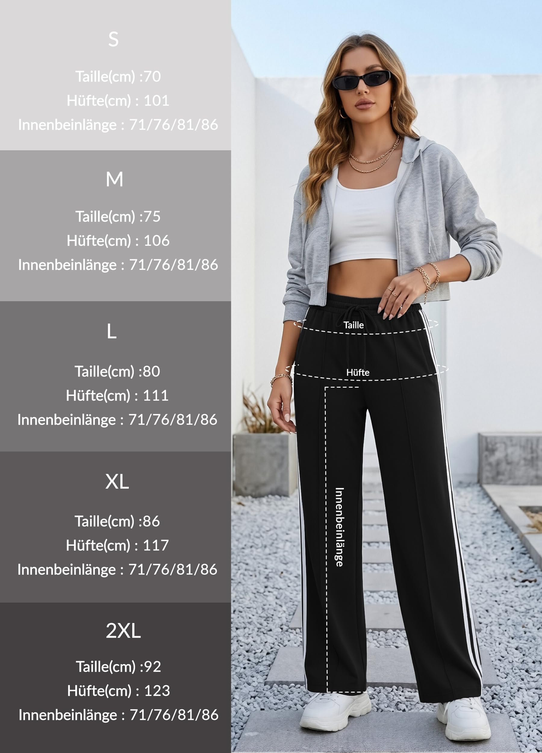 SAFORT Jogginghose Damen Lang Sporthose Weites Bein Trainingshose Freizeithose Sweathose für Alltag & Training - 5