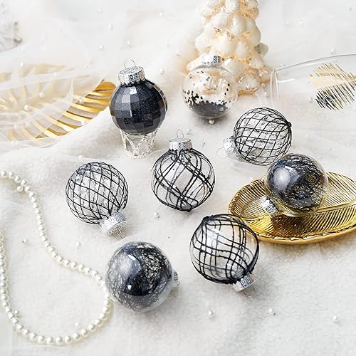 Miniatura 5 de Adornos de bolas de Navidad de 30 unidades, 2.36 pulgadas, bolas de Navidad de plástico transparente inastillables con relleno delicado brillante,