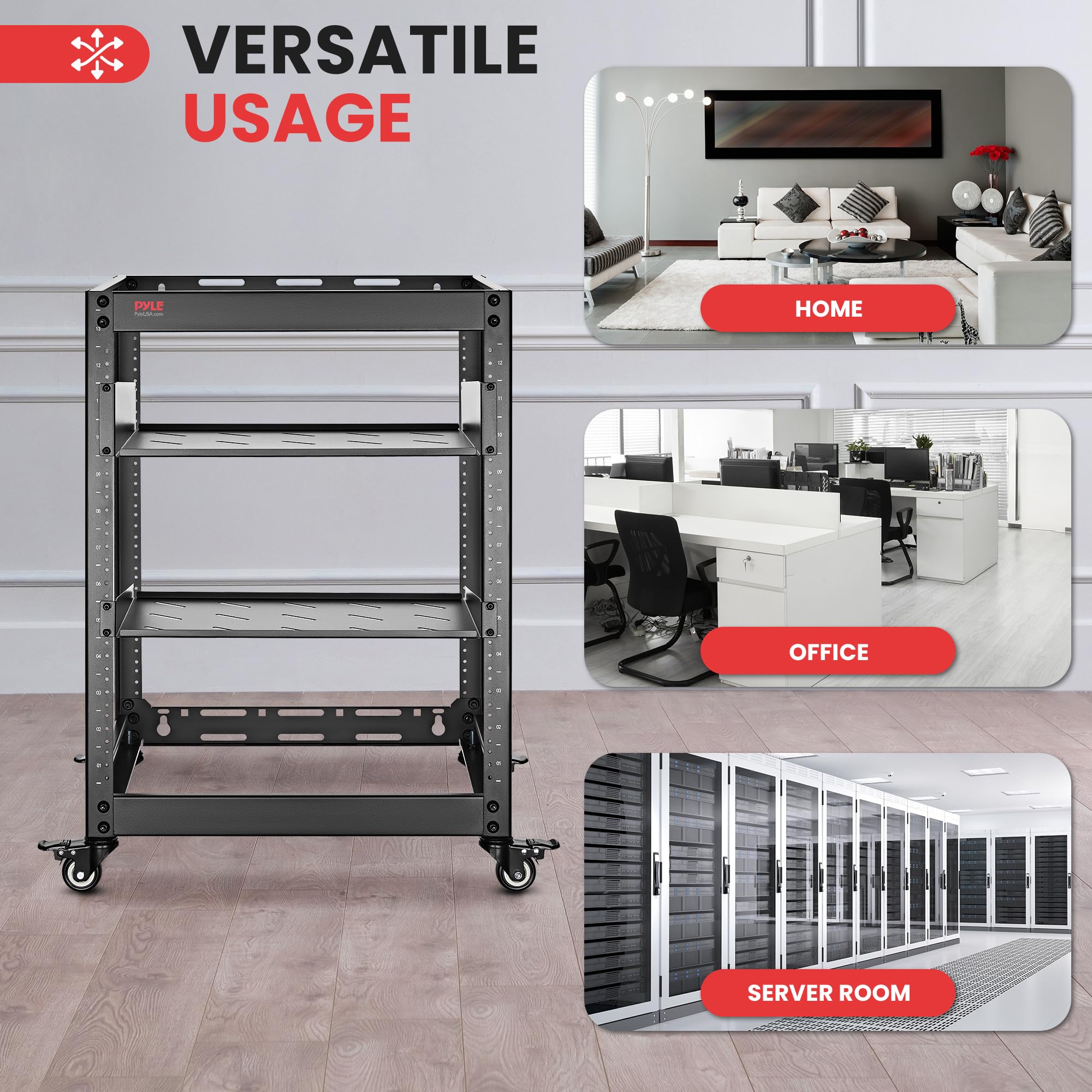 Armoire réseau 15U pour Serveur – Rack à Cadre Ouvert, Montage Mural, Conception Robuste pour serveurs et équipements audiovisuels | Compatible avec l'équipement Standard de 48,3 cm (Noir)