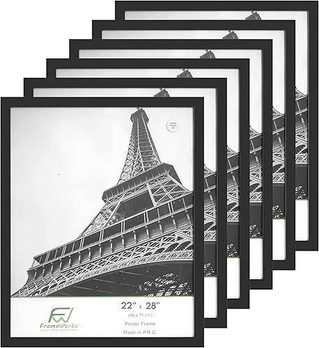 Vista 201 de FrameWorks Marco para póster de madera de 18 x 24 pulgadas, marcos clásicos de color negro mate con vidrio acrílico inastillable, fotos, pósters