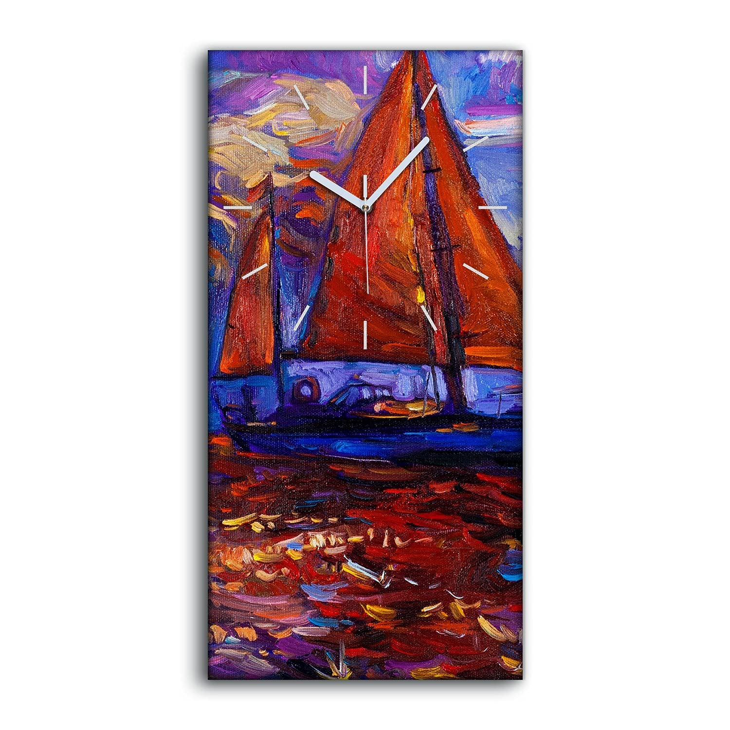Horloge sur toile silencieuse sans tic tac 30x60cm art mural paysage de mer