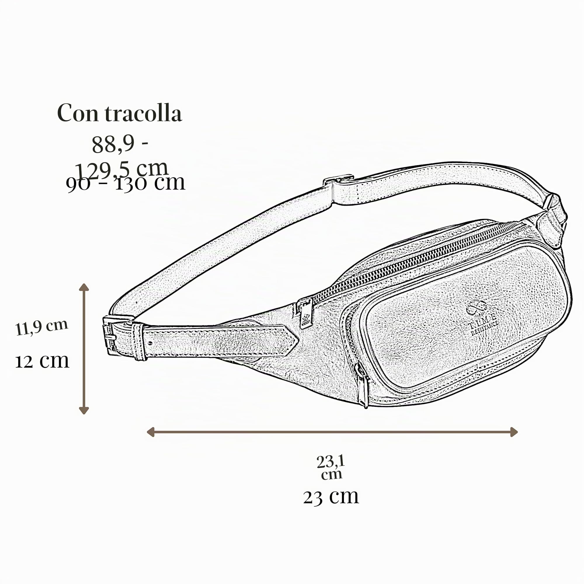 Marsupio Uomo in Vera Pelle Primo Fiore – Marsupio Donna Pelle Realizzato in Italia da Esperti Artigiani – Elegante con Cintura Regolabile e Tasche Spaziose – Time Resistance (Cognac)