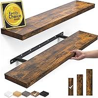 BAYKA 22.5 Inch Rustic Brown Floating Shelves - MDF Wall Shelves for Bathroom, Kitchen, Bedroom, 22 lbs Capacity Easy Install