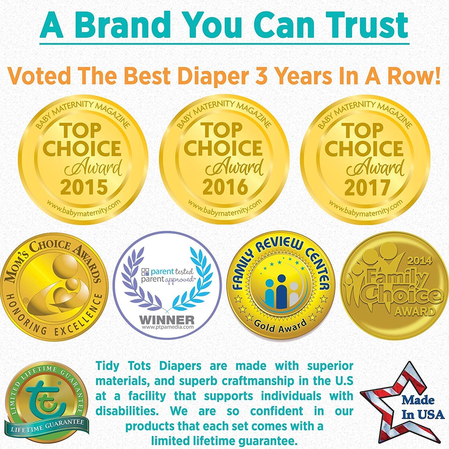 Tidy Tots Diapers Hassle Free 12 Diaper Snap Great Start Set (Hippos/Whales/Owls/Grey/Red/White)