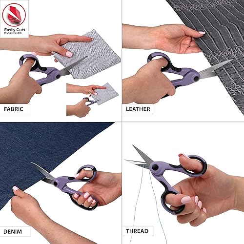 Miniatura 3 de SINGER ProSeries - Juego de tijeras de tela resistentes de 8.5 pulgadas y 4.5 pulgadas para detalles de manualidades, color morado lila, juego de 2