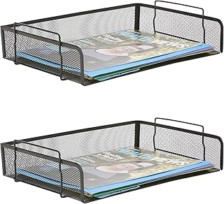 Mind Reader DSTACK2-BLK Letter Tray, Black 2 Piece, 2 Count