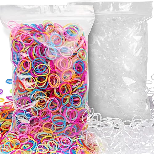 YGDZ 4000 bandas elásticas para el cabello, elásticas para el cabello transparente, pequeñas bandas de goma para niñas pequeñas (2000 piezas